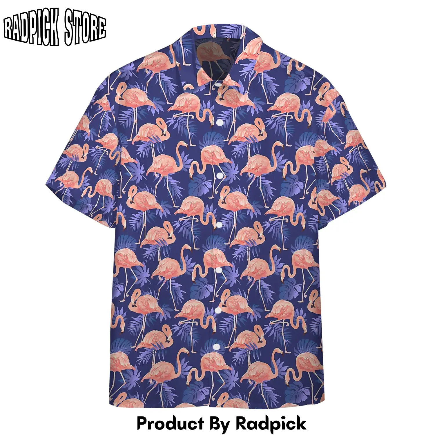 Radpick 3d flamingo bird and tropical flowers custom hawaii shirt rp292830